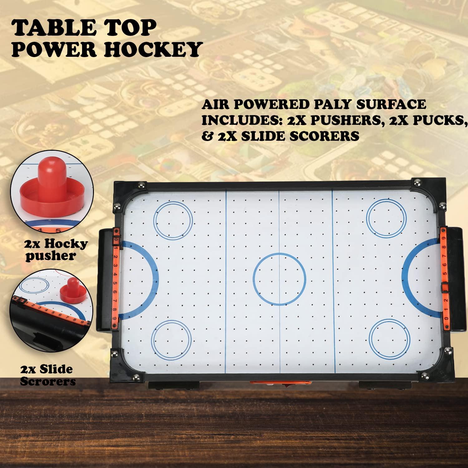 Small Sized Electric Air Powered Hockey, Foosball Table Indoor Sports Gaming Set for Kids & Adults with Equipment Accessories 2 Paddles,2 Pucks & Charger