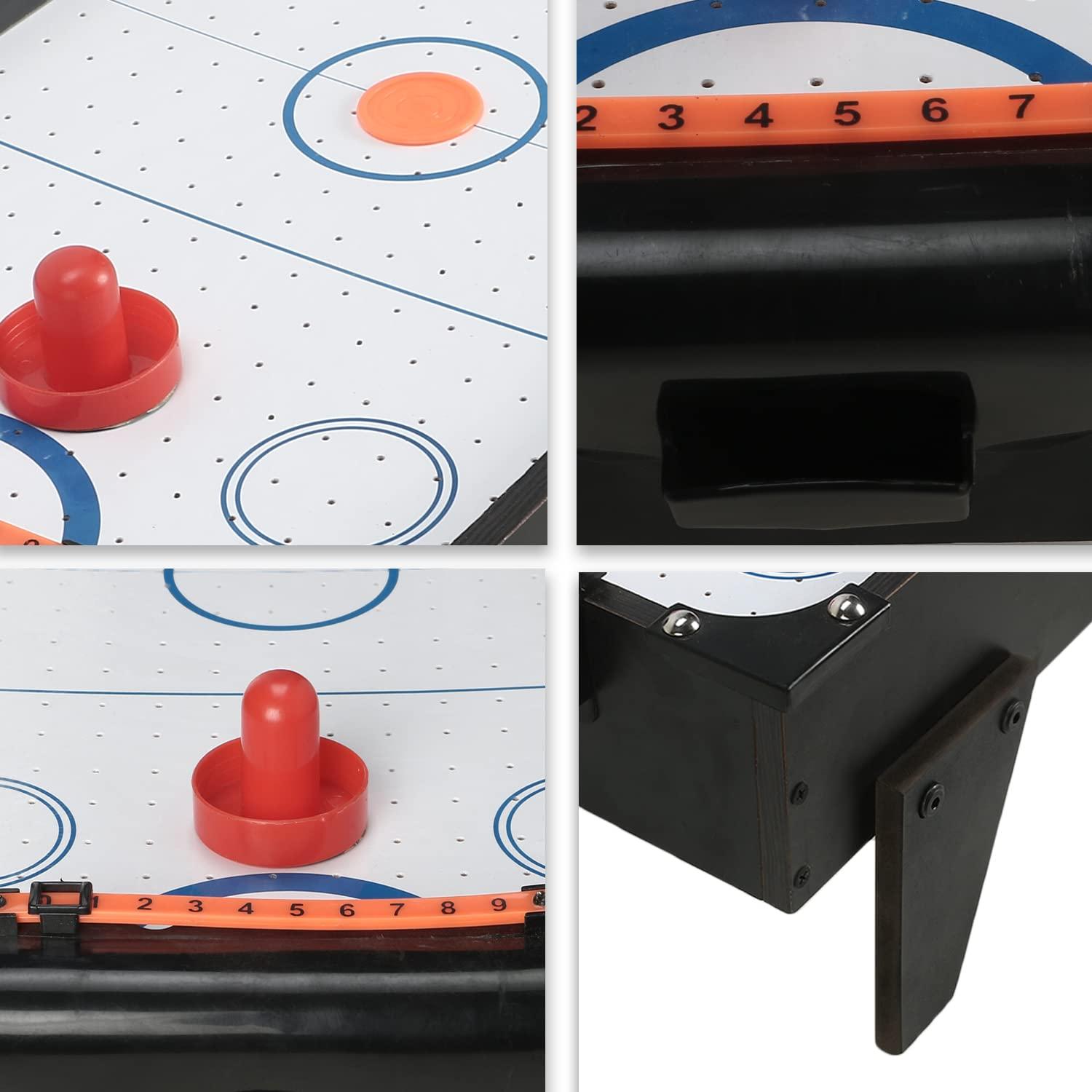 Small Sized Electric Air Powered Hockey, Foosball Table Indoor Sports Gaming Set for Kids & Adults with Equipment Accessories 2 Paddles,2 Pucks & Charger
