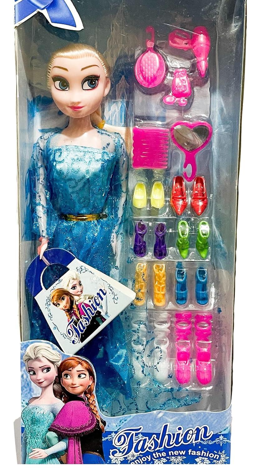 Beautiful Princess Anna Elsa Doll with Shoes Accessories, Makeup Set for Girls - Multi-Color