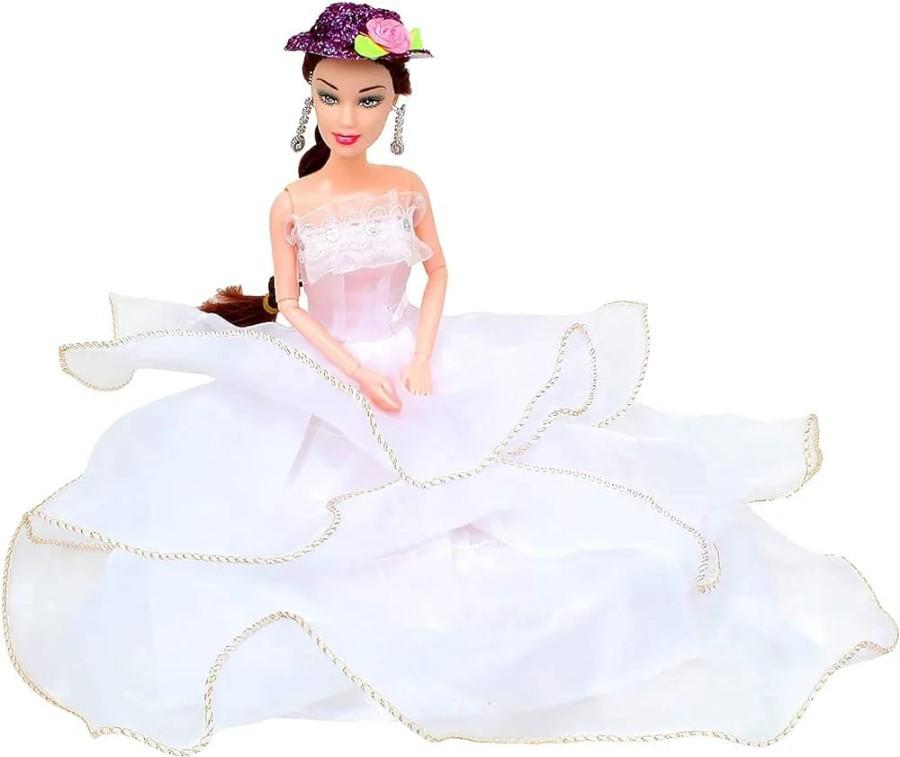 Beautiful Charming Fashion Doll With HAT, Tiara and Full Fashion Accessories, Amazing Dress Very Cute Smile and FACE. (RED & White)