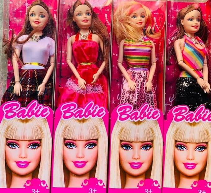 Beautiful Doll Toy Set with Movable Joints, Makeup and Cute Doll, Style Doll Set for Girls, Kids Doll House, Medical kit for Kids (Pack of 4)