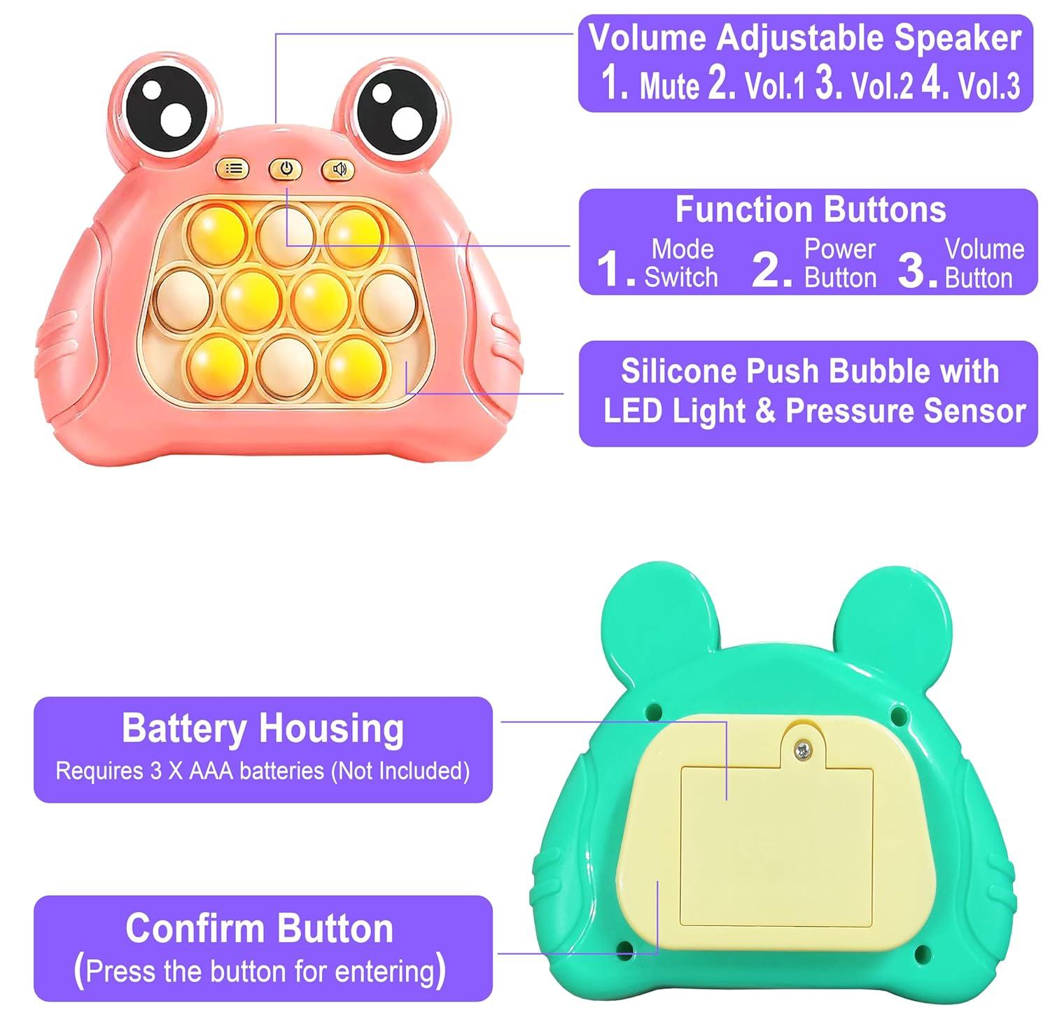 Mini Fast Push Pop Interactive Game Toy Light-up Bubble Pop Fidget Toy for Kids and Adults, Stress Relief, Pop-Push Game Machine with Light and Music - Design As Per Stock