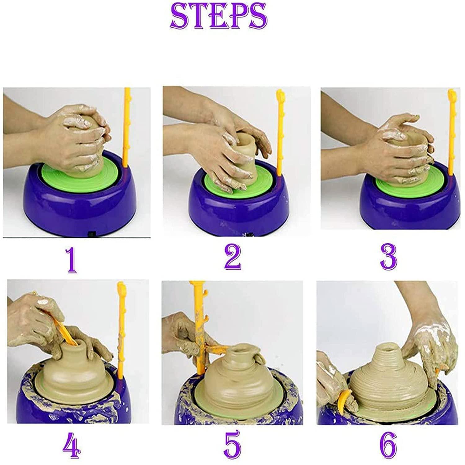 Kids Pottery Wheel Kit - Battery Operated Pottery Wheel & Painting Kit for Beginners with Modeling Clay, Sculpting Clay & Tools, Arts & Crafts Kids