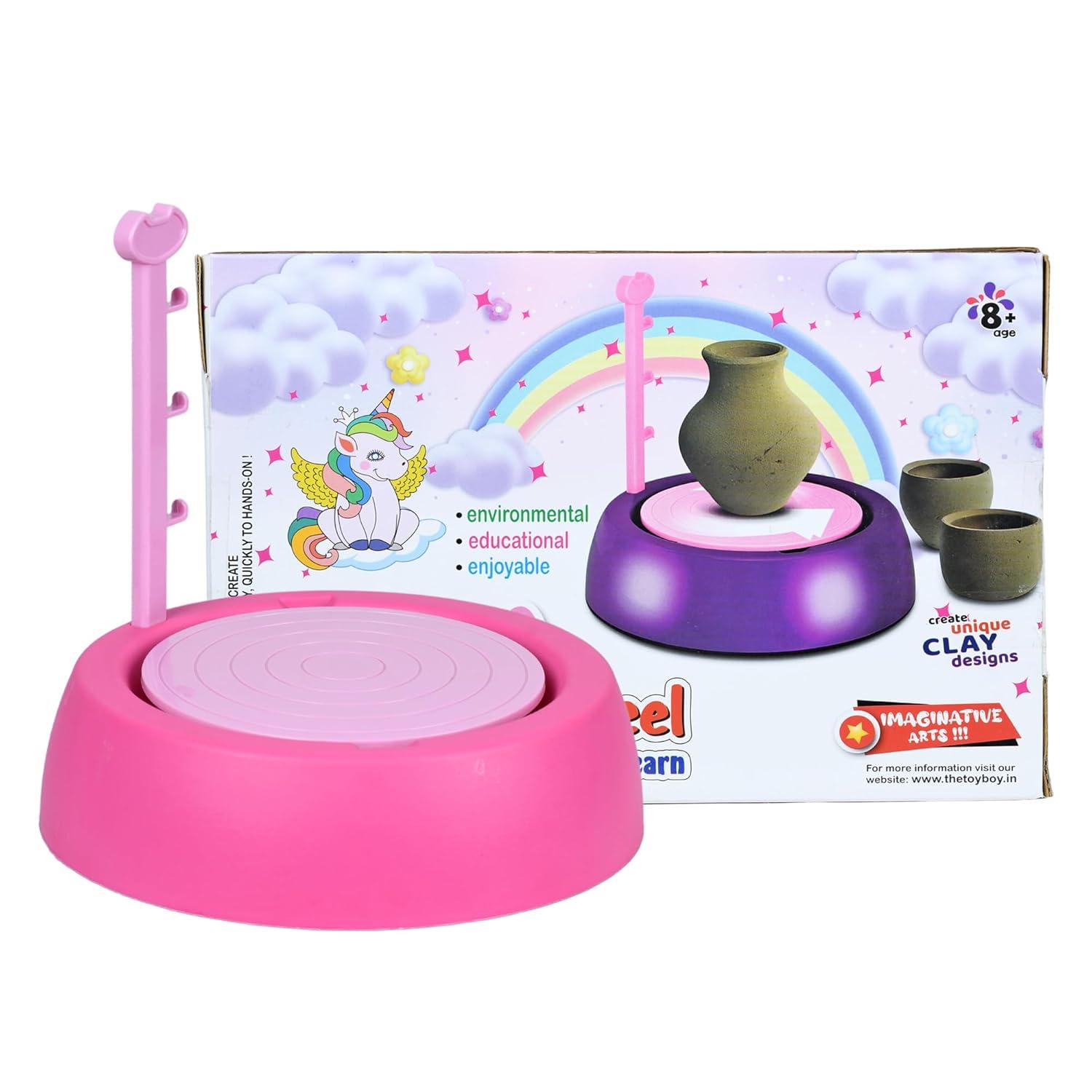 Kids Pottery Wheel Kit - Battery Operated Pottery Wheel & Painting Kit for Beginners with Modeling Clay, Sculpting Clay & Tools, Arts & Crafts Kids