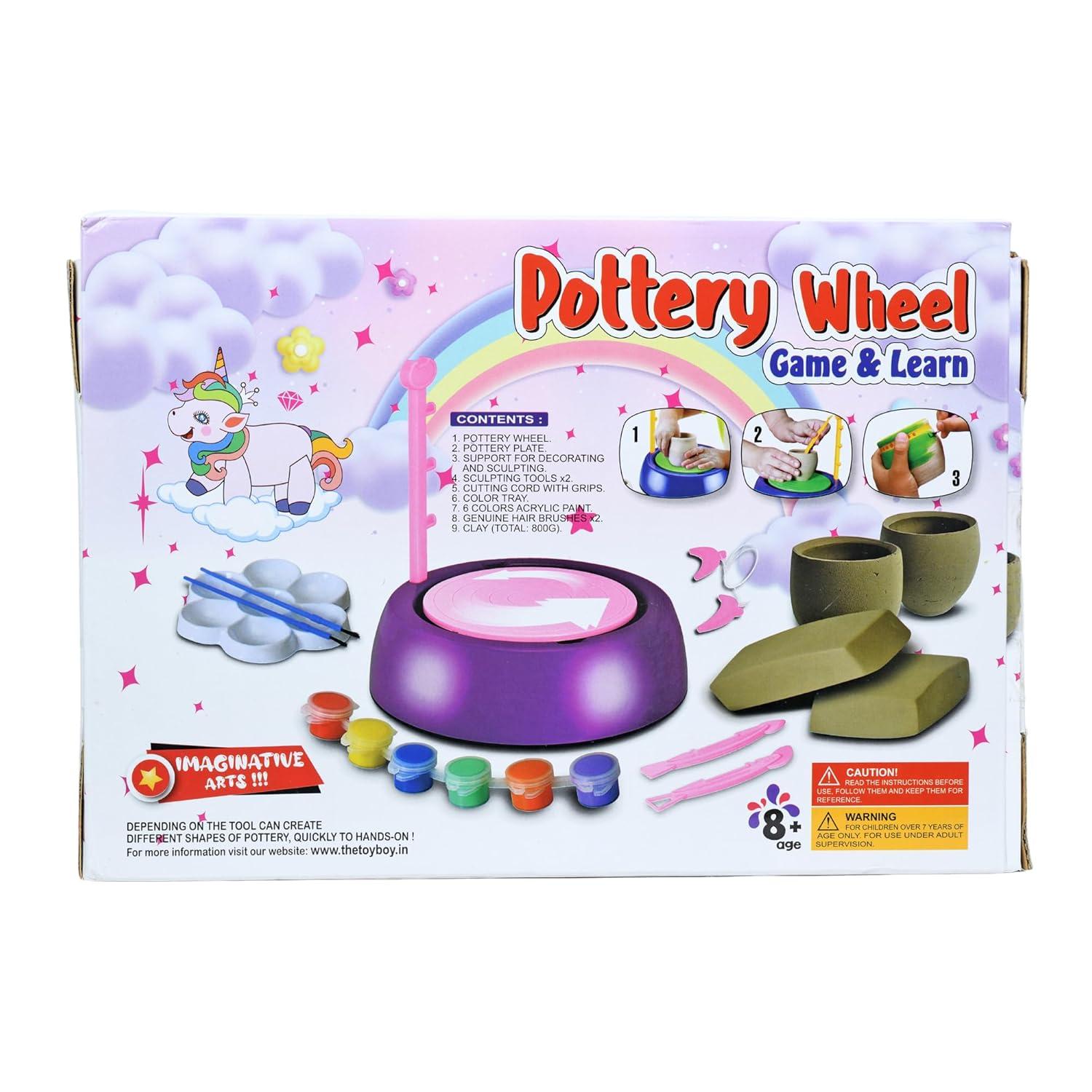 Kids Pottery Wheel Kit - Battery Operated Pottery Wheel & Painting Kit for Beginners with Modeling Clay, Sculpting Clay & Tools, Arts & Crafts Kids