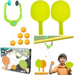 Hanging Table Tennis Trainer Ball Set Ping Pong Indoor Games for Kids | Interactive Fun with 2 Rackets and 5 Balls
