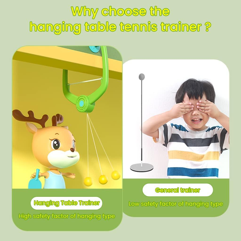 Hanging Table Tennis Trainer Ball Set Ping Pong Indoor Games for Kids | Interactive Fun with 2 Rackets and 5 Balls