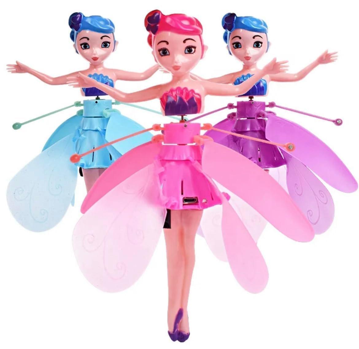 Magical Flying Fairy Doll, Hand Sensor Control, USB Powered Magic Flying Fairy, Sky Dancers Flying Toy, Rainbow Glitter Flying Princess Doll Indoor, Fairy Doll for Girls Boys (Random Color)