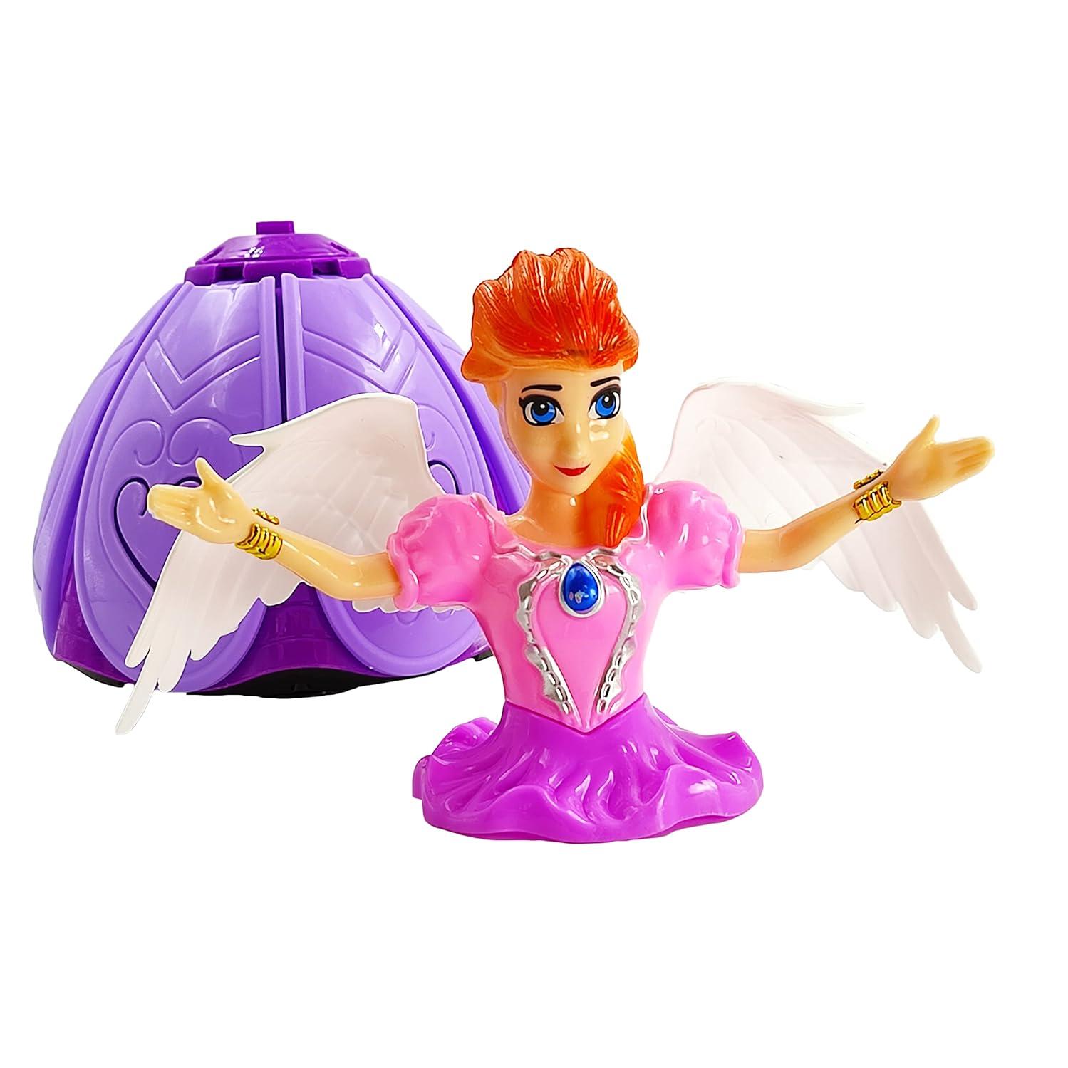 Angel Girl Doll Robot with Wings Musical 360° Rotating, Dancing, Flashing 4D Light with Music Sound for Kids