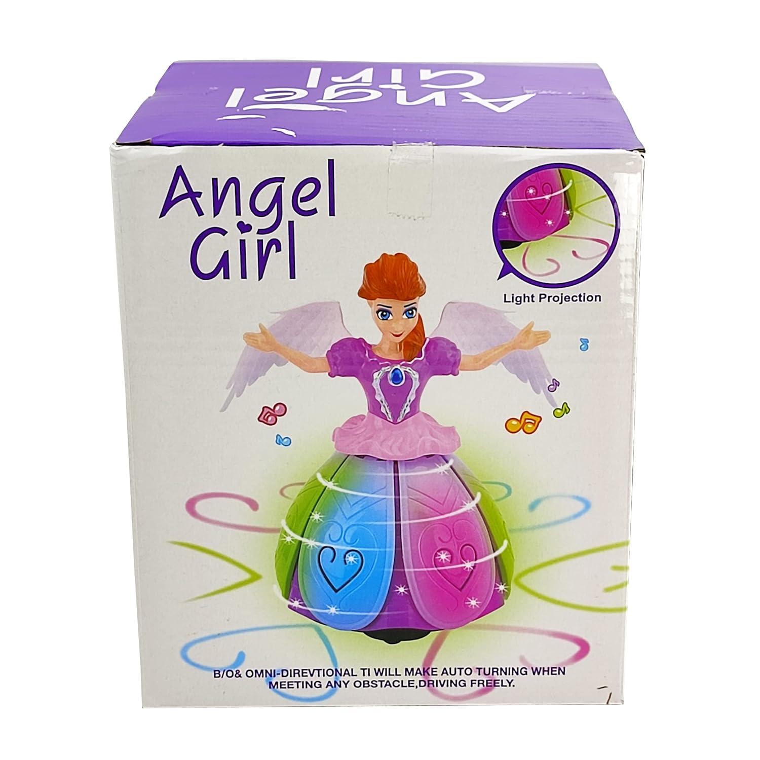 Angel Girl Doll Robot with Wings Musical 360° Rotating, Dancing, Flashing 4D Light with Music Sound for Kids