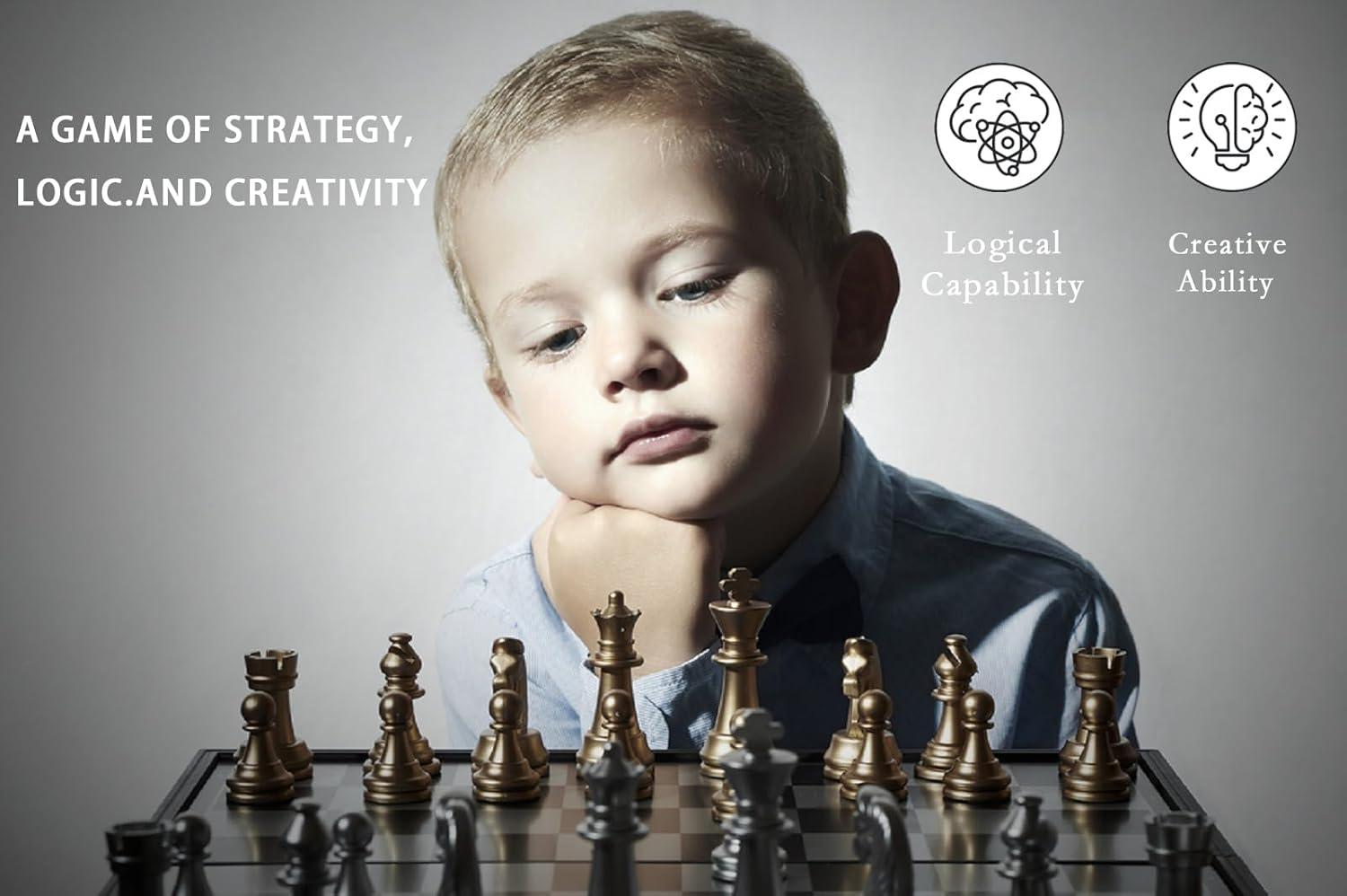 Chess Board, 14" Magnetic Travel Chess Set for Adults and Kids,Portable Folding Chess,Perfect for Board Game Lovers