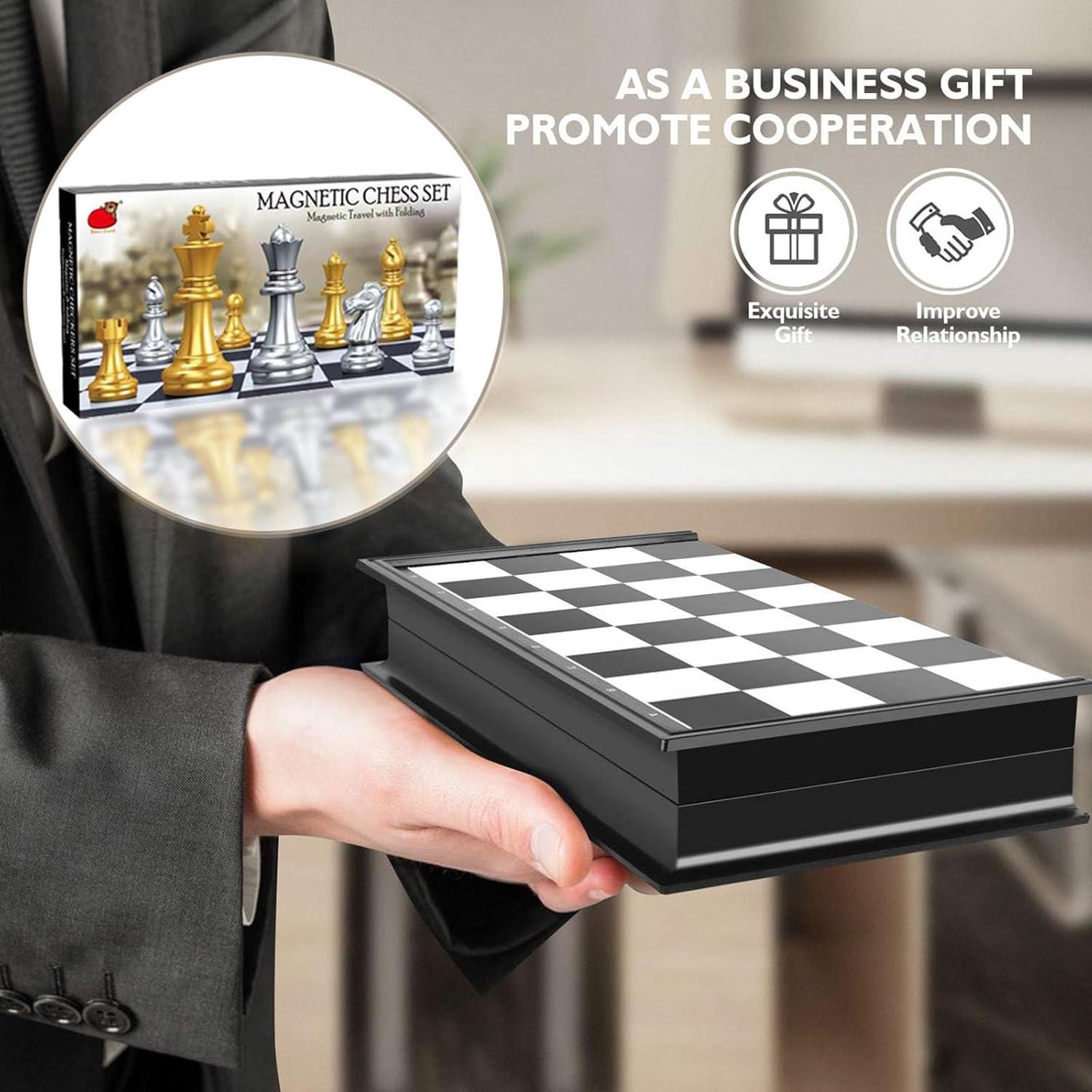 Chess Board, 14" Magnetic Travel Chess Set for Adults and Kids,Portable Folding Chess,Perfect for Board Game Lovers