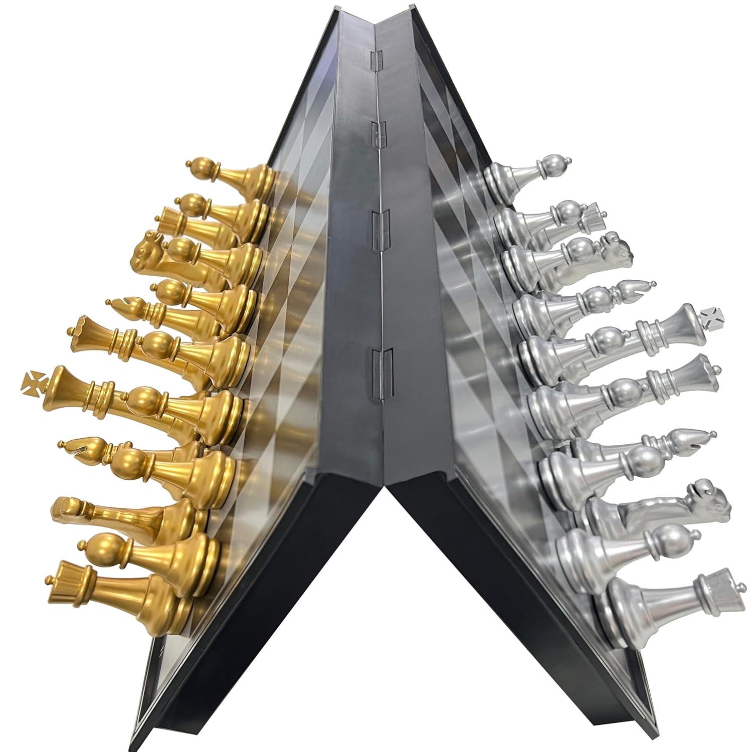 Chess Board, 14" Magnetic Travel Chess Set for Adults and Kids,Portable Folding Chess,Perfect for Board Game Lovers