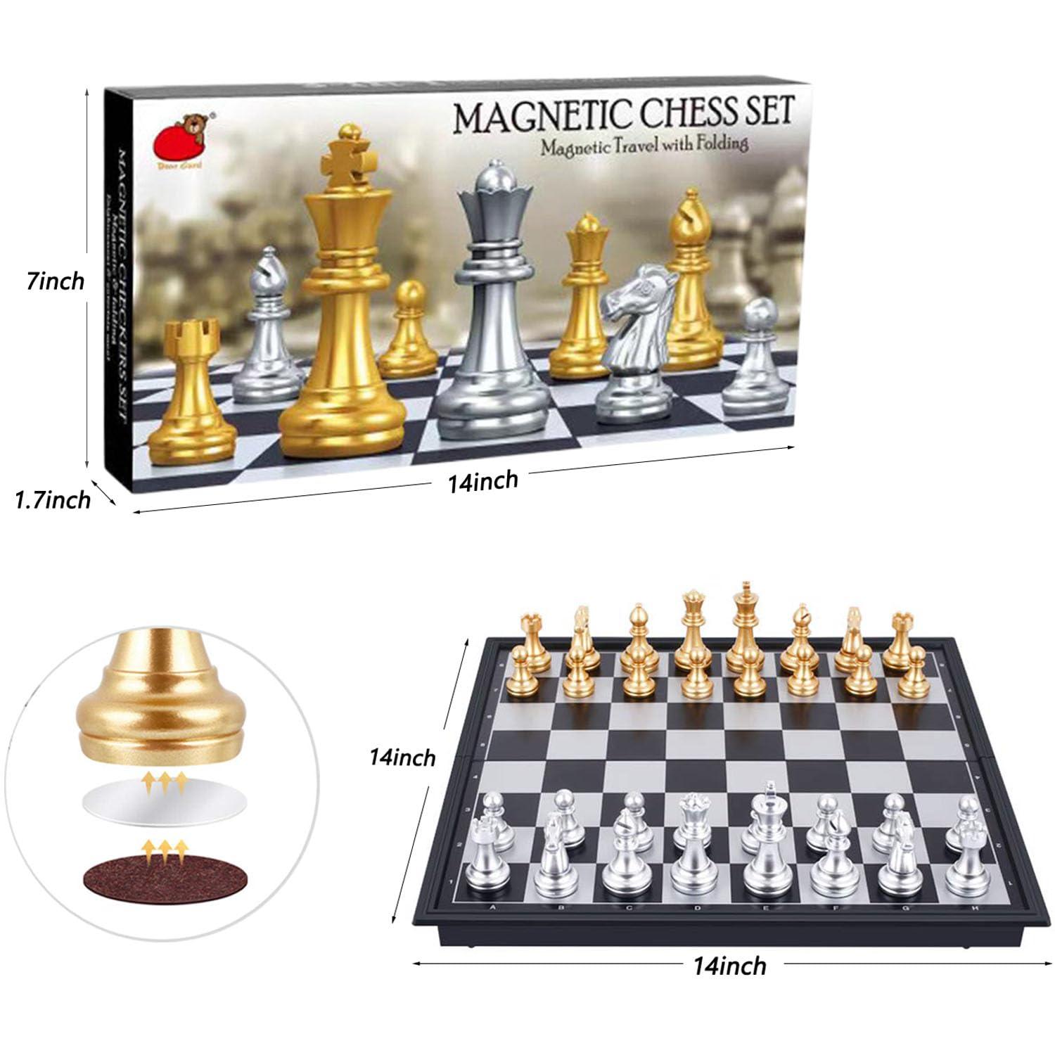 Chess Board, 14" Magnetic Travel Chess Set for Adults and Kids,Portable Folding Chess,Perfect for Board Game Lovers