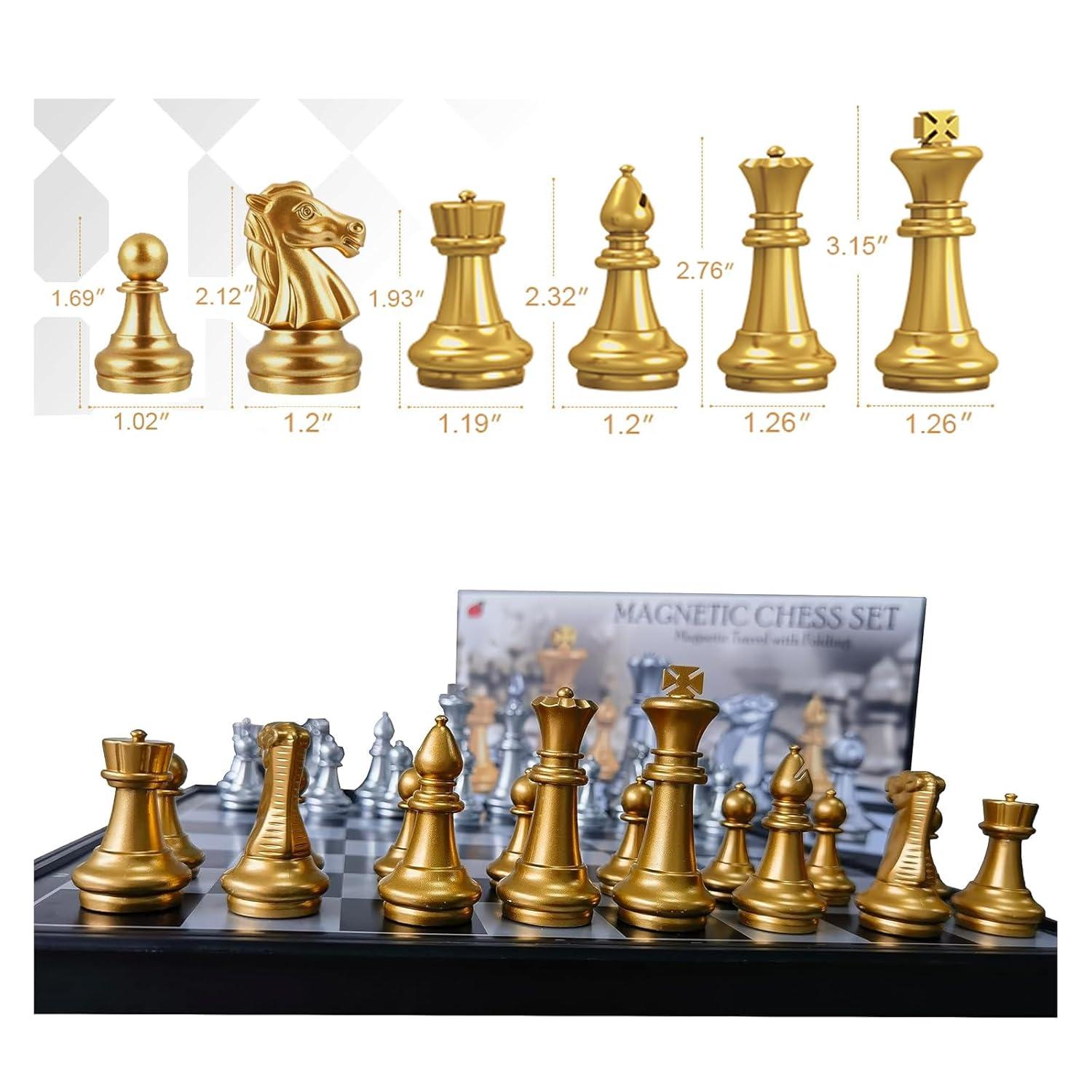 Chess Board, 14" Magnetic Travel Chess Set for Adults and Kids,Portable Folding Chess,Perfect for Board Game Lovers