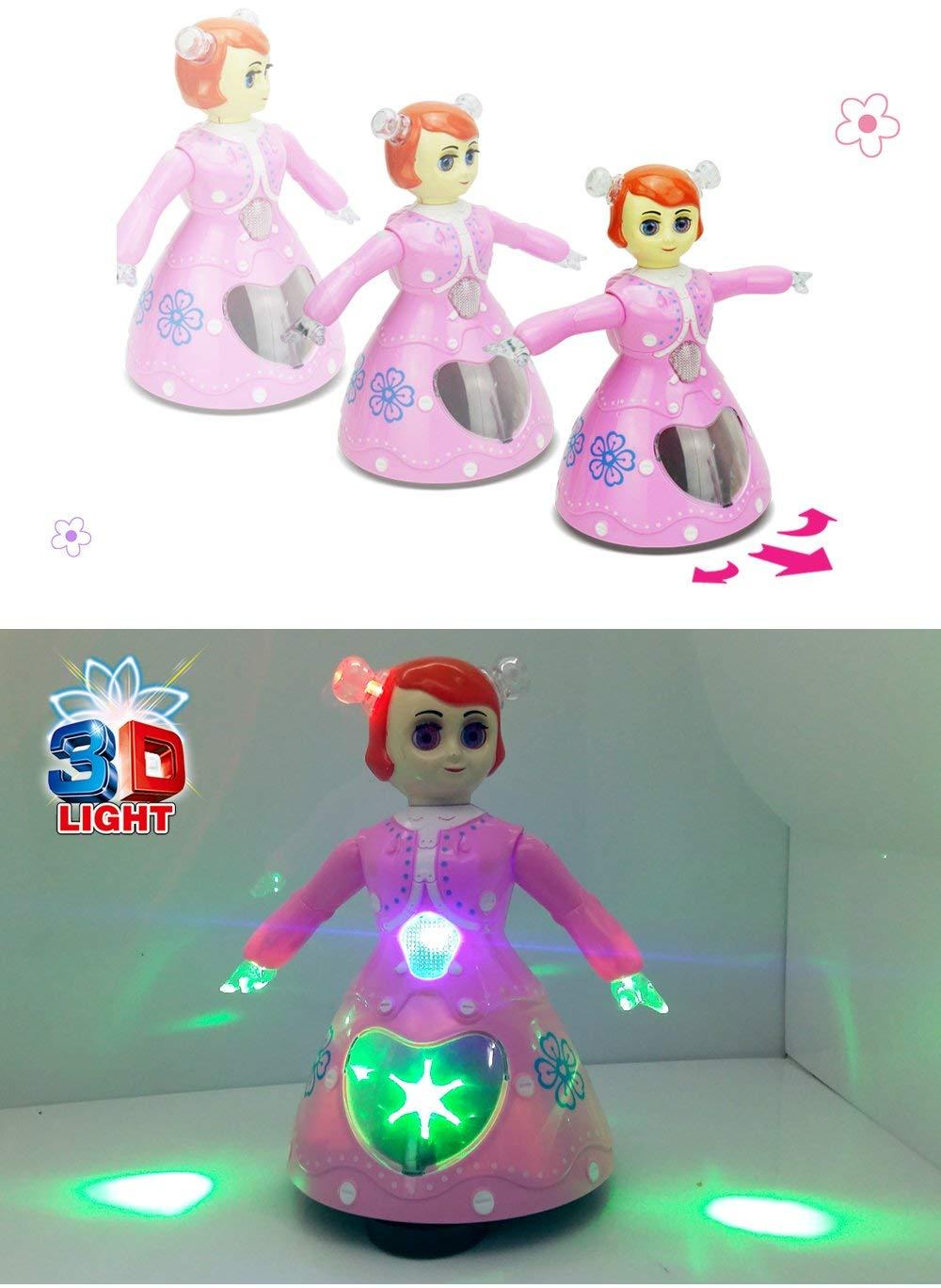 Dora Dancing Girl 360° Rotating Musical Dancing Toy with Colorful Flashing Lights