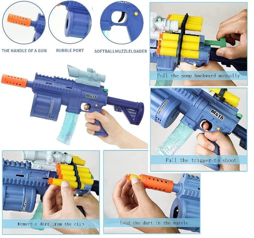 3 in 1 Soft Bullet Blaster Toy Gun with Bubble Maker & Light Music Blaster Gun Guns & Darts  (Blue)