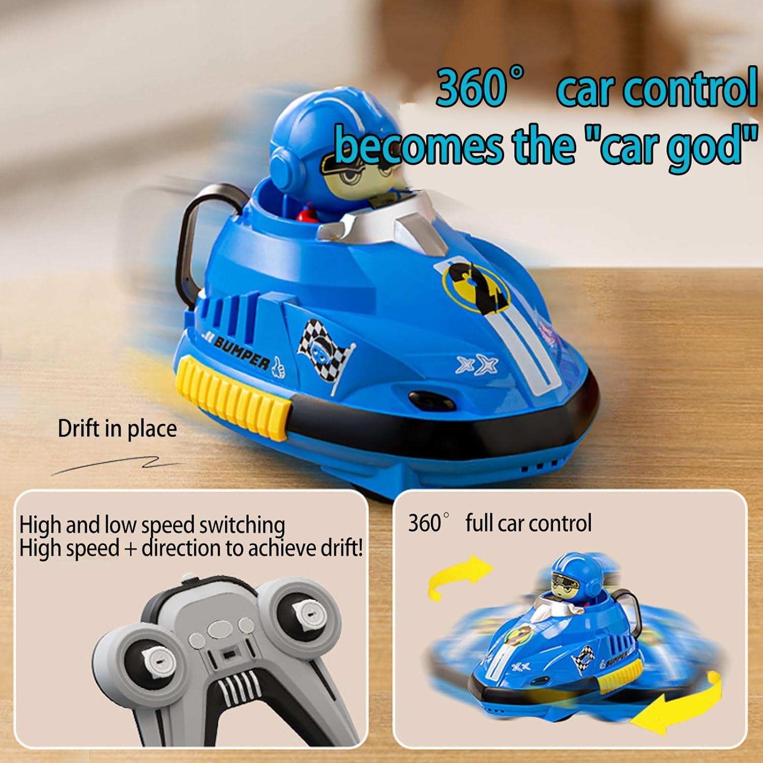 Road Rage RC Speed Bumper Cars, Mini Remote Controlled Ejector Vehicles, 2 Player Head to Head Battle, Crash into Opponents, 2.4 GHz, Red and Blue - Pack of 2 Car