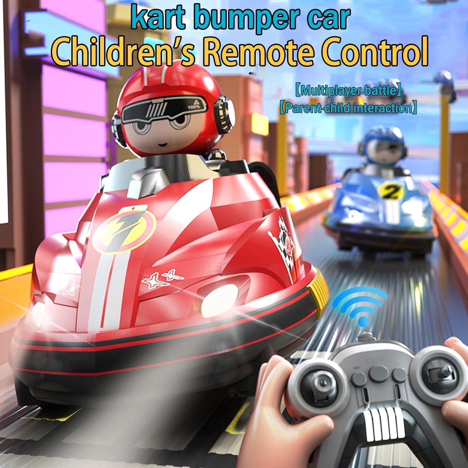 Road Rage RC Speed Bumper Cars, Mini Remote Controlled Ejector Vehicles, 2 Player Head to Head Battle, Crash into Opponents, 2.4 GHz, Red and Blue - Pack of 2 Car