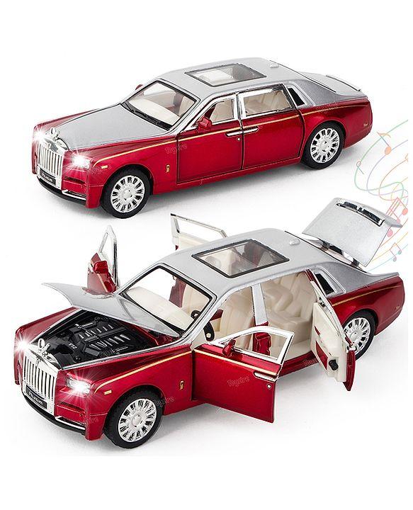 Die-Cast Rolls Royce Car for Kids Model Car with Sound and LED Light Friction Powered Pull Back Car for Girls and Boys - RED