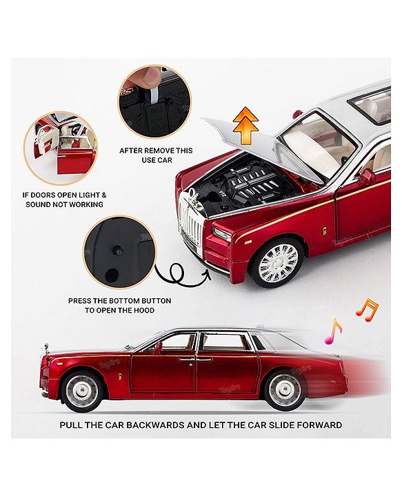 Die-Cast Rolls Royce Car for Kids Model Car with Sound and LED Light Friction Powered Pull Back Car for Girls and Boys - RED