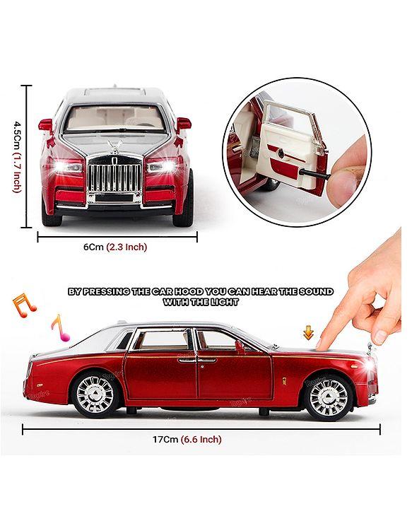 Die-Cast Rolls Royce Car for Kids Model Car with Sound and LED Light Friction Powered Pull Back Car for Girls and Boys - RED