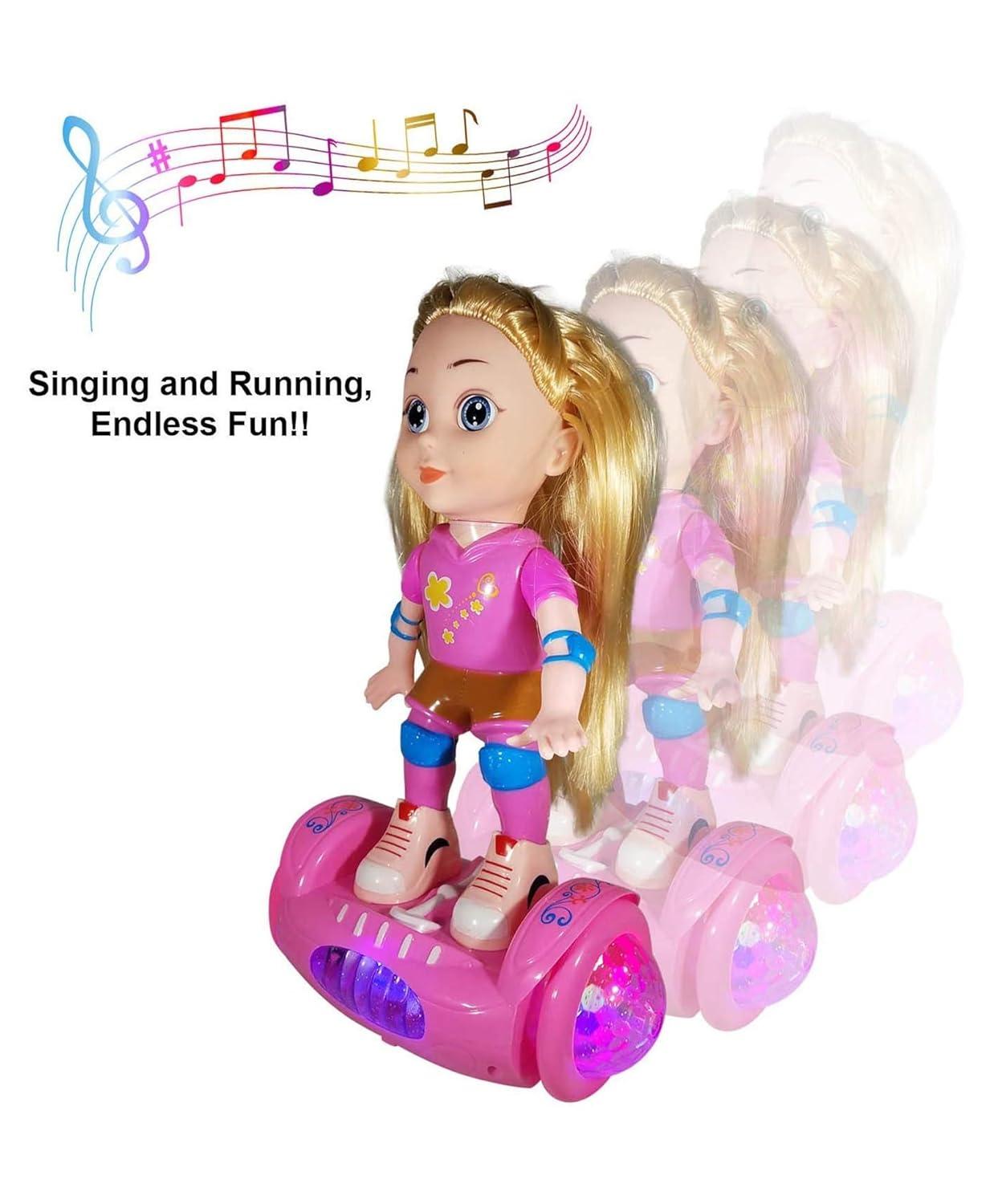 1Pcs Musical Dancing Girl Doll Activity Play Center Toy 360 Degree Rotating with Flashing Lights and Bump n Go Action Toys for Kids
