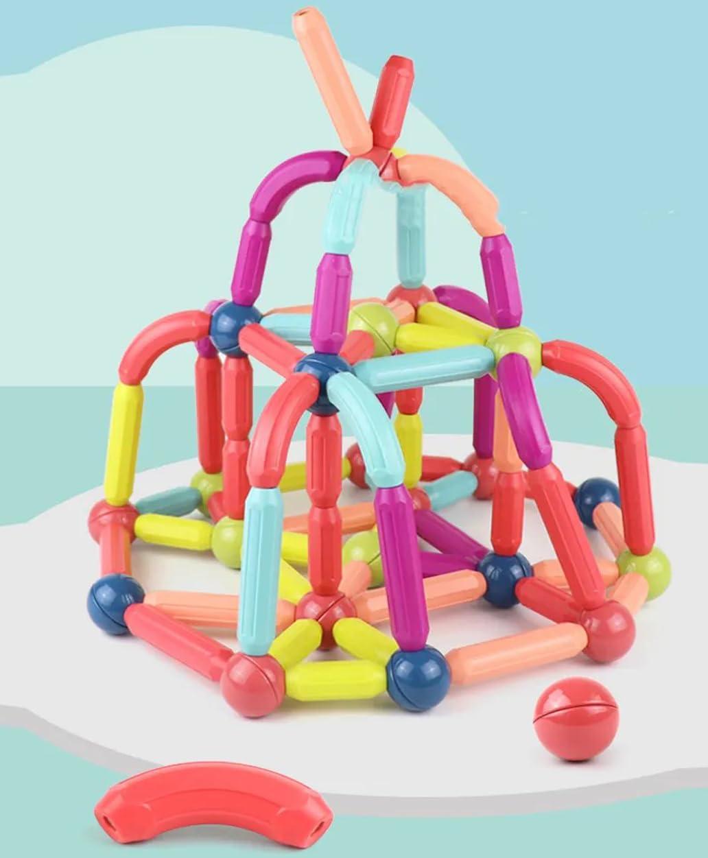 Magnetic Sticks Building Blocks Educational Stacking Toys with Magnetic Sticks Magnetic Balls and Magnetic Blocks for Kids (36 Pieces Multicolor)