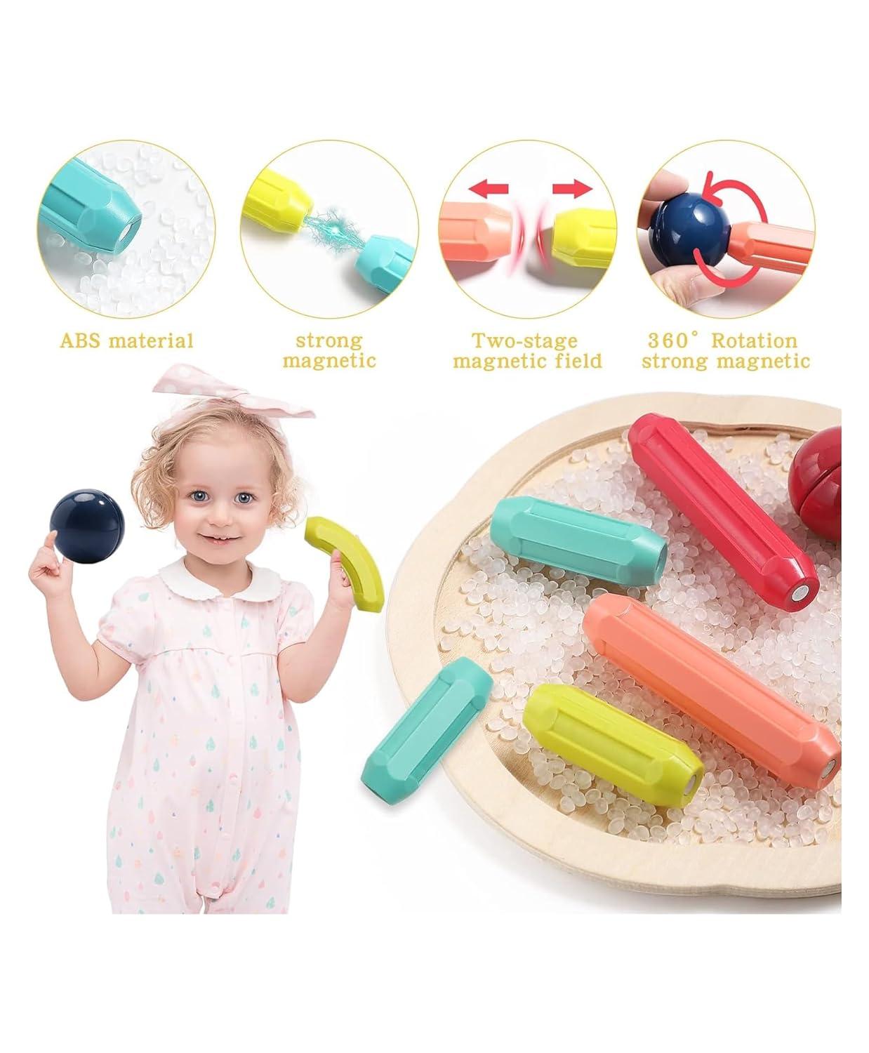 Magnetic Sticks Building Blocks Educational Stacking Toys with Magnetic Sticks Magnetic Balls and Magnetic Blocks for Kids (36 Pieces Multicolor)