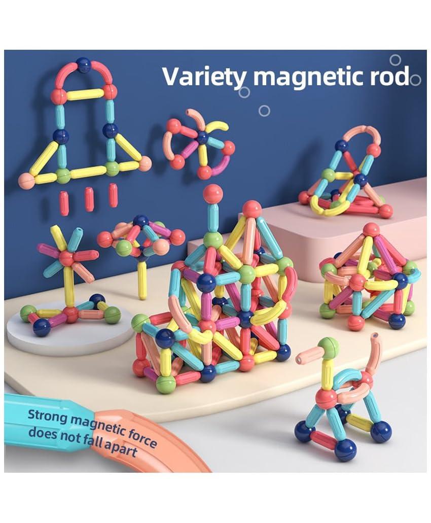 Magnetic Sticks Building Blocks Educational Stacking Toys with Magnetic Sticks Magnetic Balls and Magnetic Blocks for Kids (36 Pieces Multicolor)