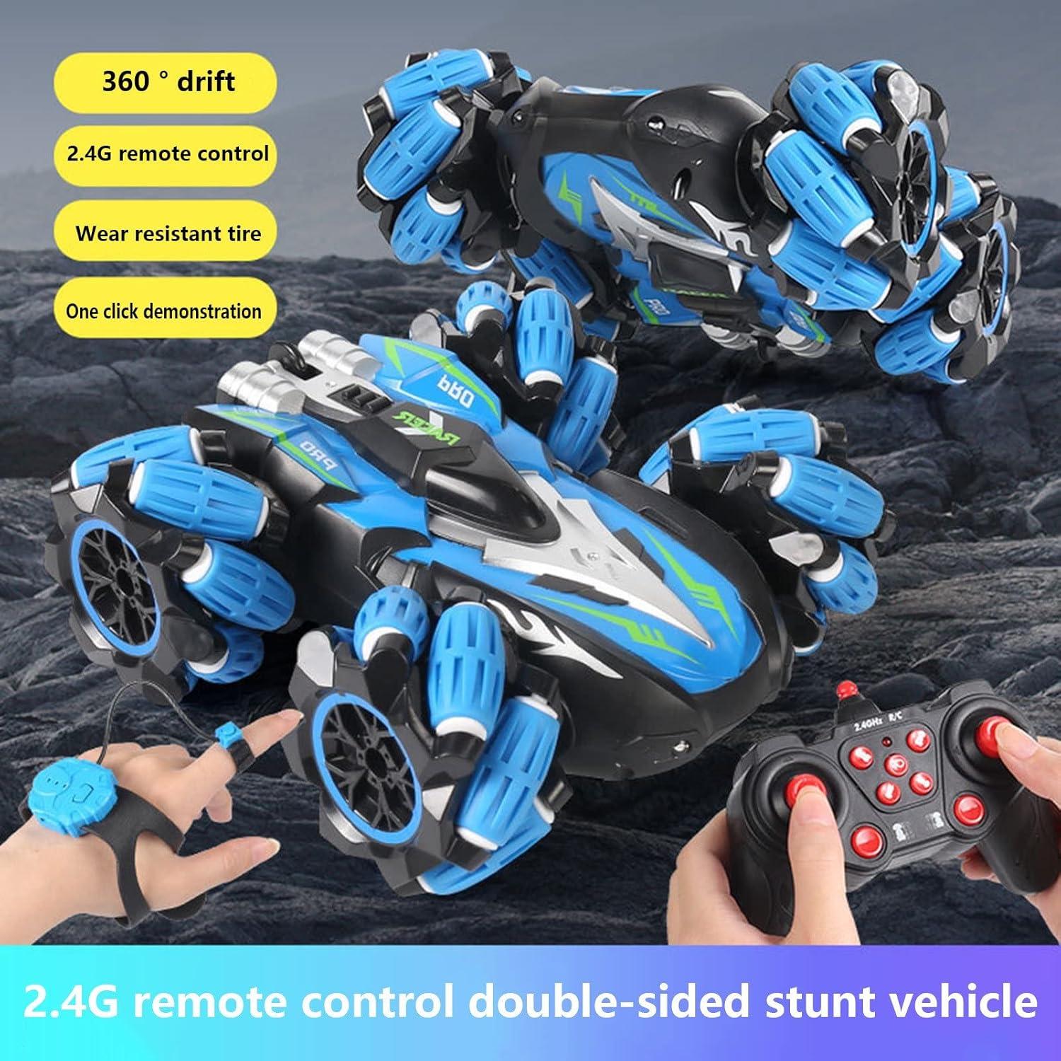 Remote Control Drift Stunt Car, Electric Watch Sensor Remote Control Car, Horizontal Drift, Stunt Spin with LED, 4WD Toys