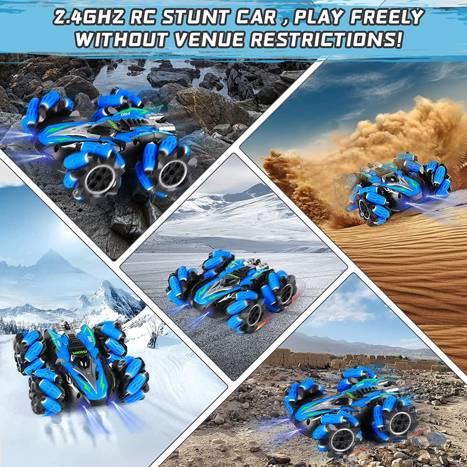 Remote Control Drift Stunt Car, Electric Watch Sensor Remote Control Car, Horizontal Drift, Stunt Spin with LED, 4WD Toys