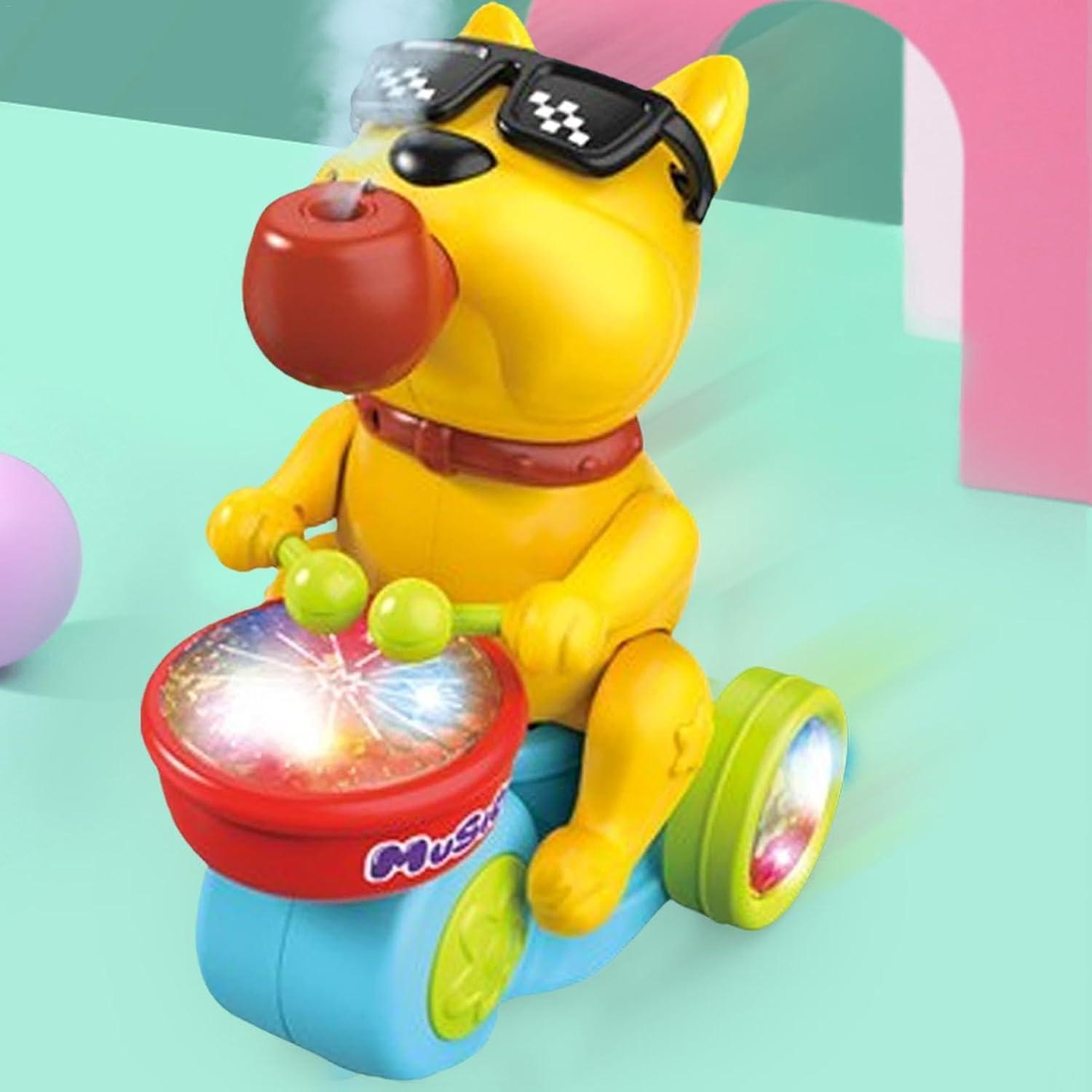 Musical Light-Up Spraying Drum Dog Toy for Kids | Musical Dog Drumming Toy – Fun and Interactive