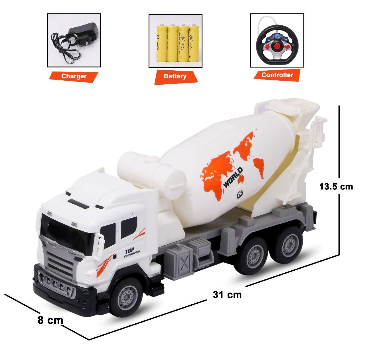 Remote Control Battery Operated Cement Mixer Truck, Rotating Cement Barrel | Remote Control Toy for Boys, Pack of 1 - Multicolor