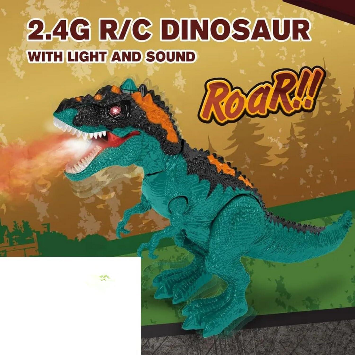 Kids 2.4Ghz Remote Control Multifunction RC Dinosaurs Battery Operated Toy Plastic Dinosaur Toys Simulated Walking Tyrannosaurus