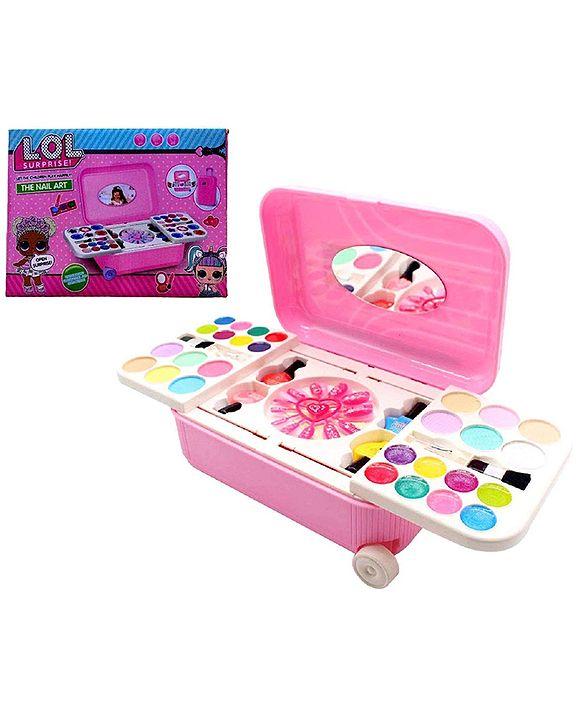 2 in 1 Cosmetic Makeup Palette and Nail Art Kit for Kids with Portable Trolly Bag | LOL Surprise Nail Art Kit