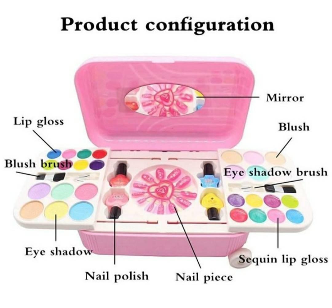 2 in 1 Cosmetic Makeup Palette and Nail Art Kit for Kids with Portable Trolly Bag | LOL Surprise Nail Art Kit