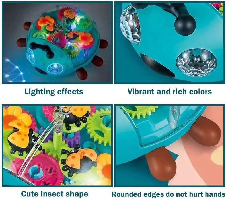 Transparent Lady Bug Walking Musical Toy with 3D Lights Bump and Go Moving for Kids