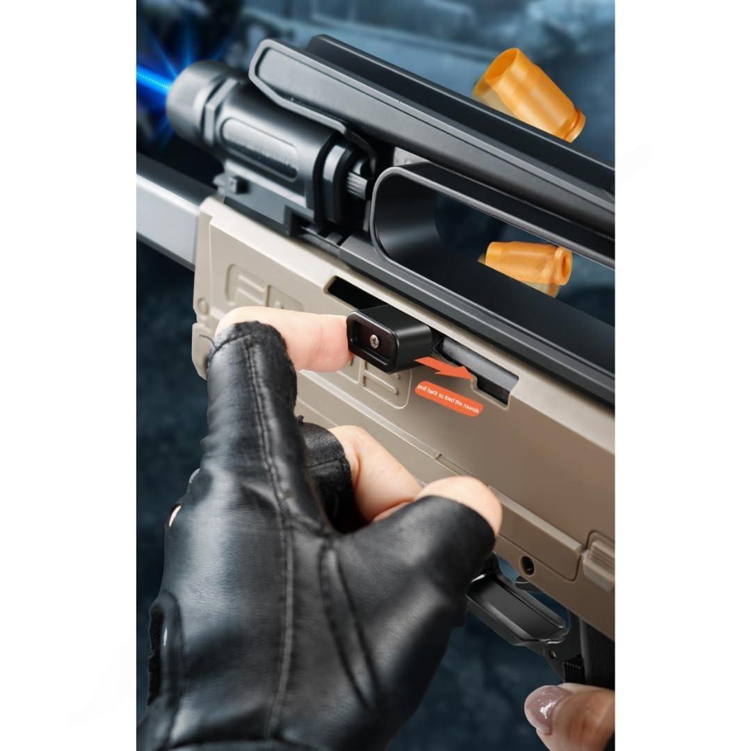 FMG9 SMG Folding Gun Shell Ejecting Soft Bullet Real Toy Set for Kids Guns & Darts  (Brown)