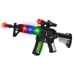 AK 47 Musical Gun Toy With Flashing Lifts Ultimate Shooter with Laser Light Play Vibrating Toy Gun with Moving Muzzle and Bullets, Battery Operated Toy Gun