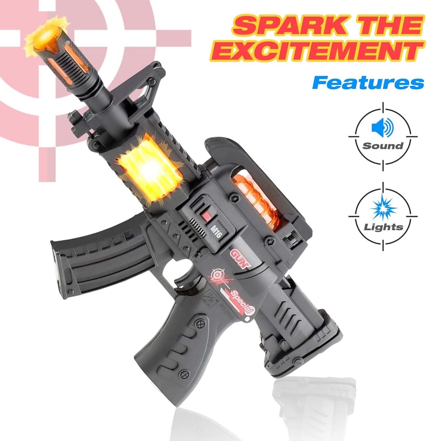 M6 Light Up Toy Machine Blaster - Flashing Lights, Sounds & Unique Revolving Rounds - Toys for Boys Combat Military Mission Toy