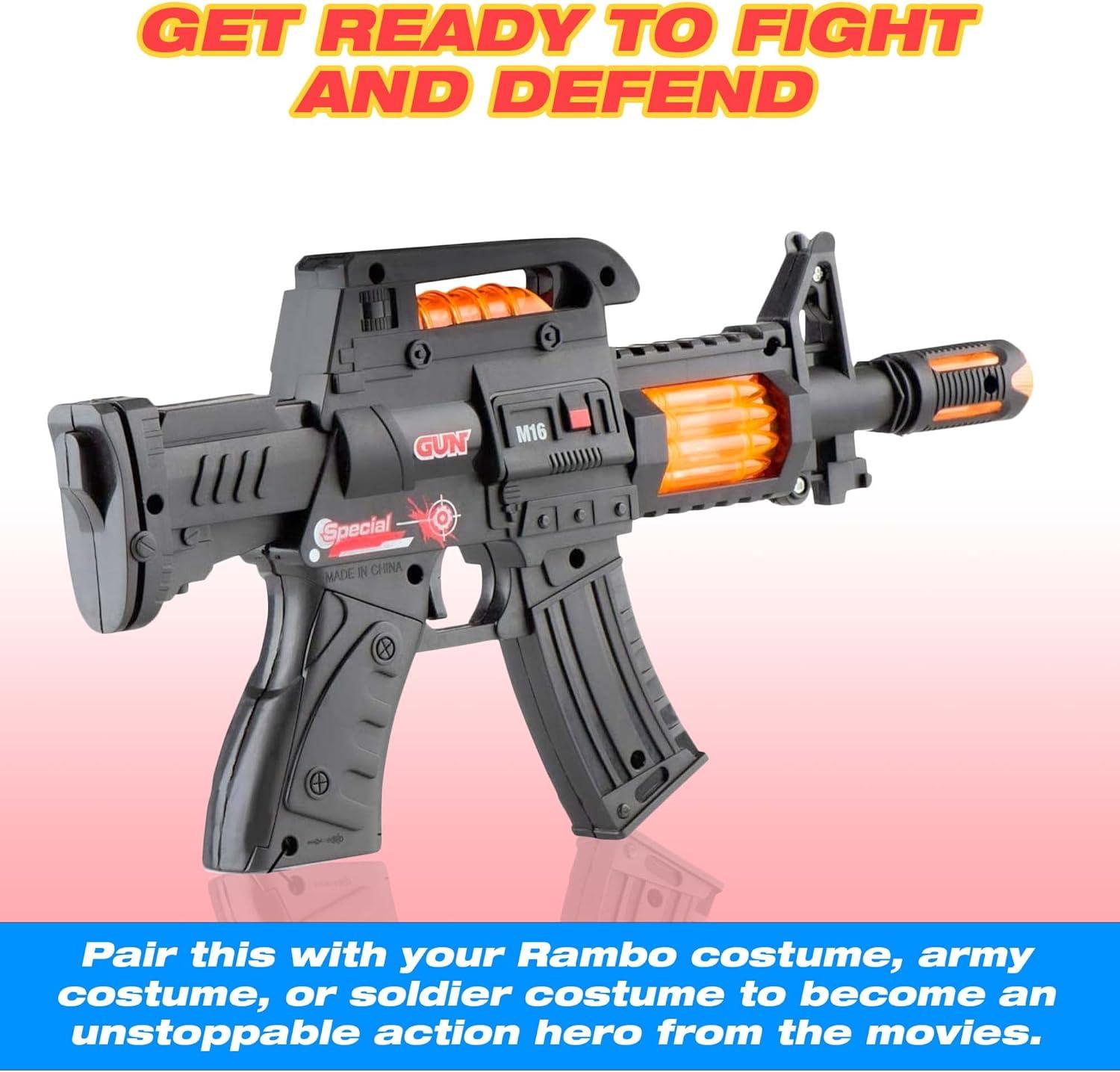 M6 Light Up Toy Machine Blaster - Flashing Lights, Sounds & Unique Revolving Rounds - Toys for Boys Combat Military Mission Toy