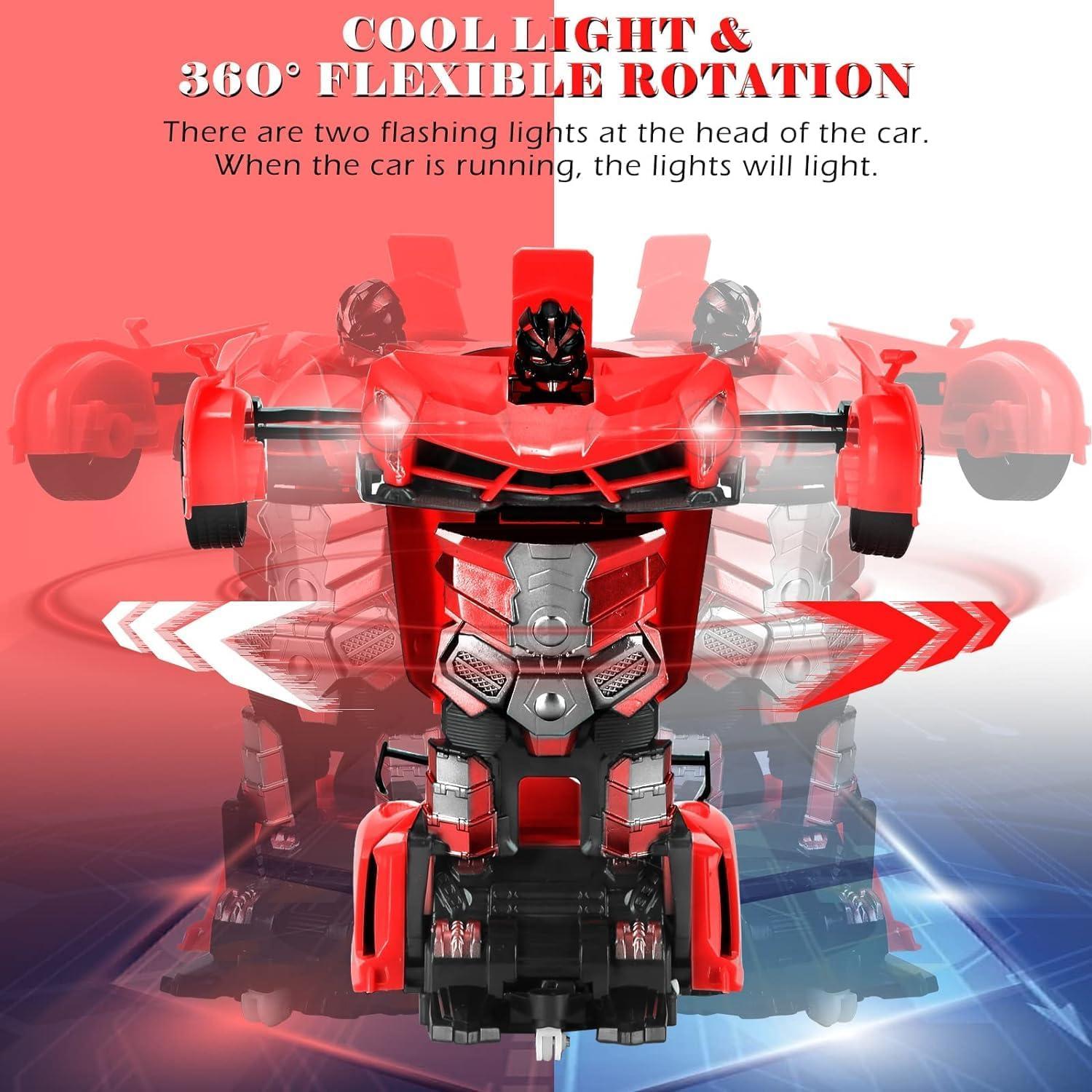 Transform Robot RC Car Rotating RC Deformation Robot Car Toy with LED Light - Multicolor