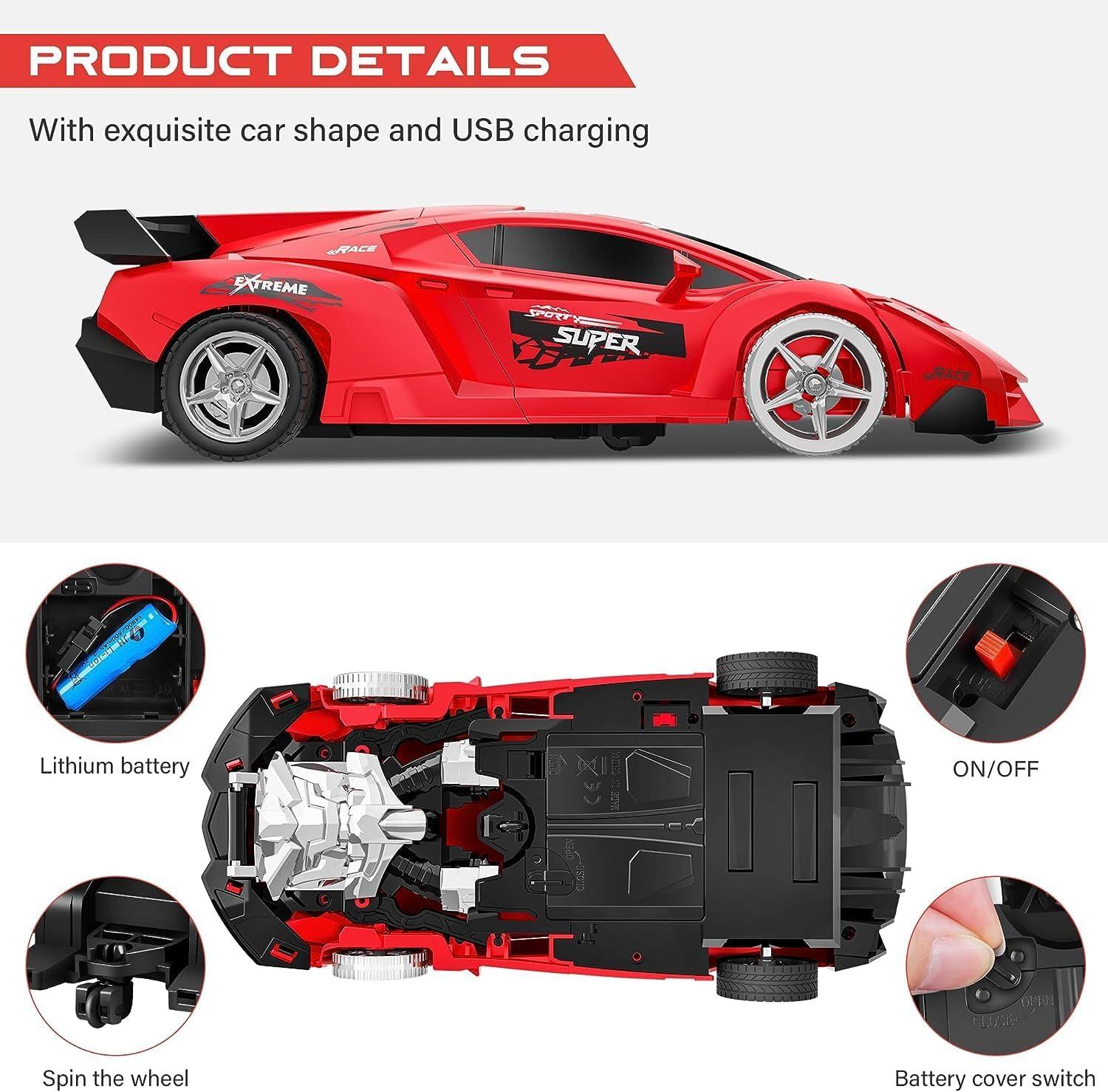 Transform Robot RC Car Rotating RC Deformation Robot Car Toy with LED Light - Multicolor