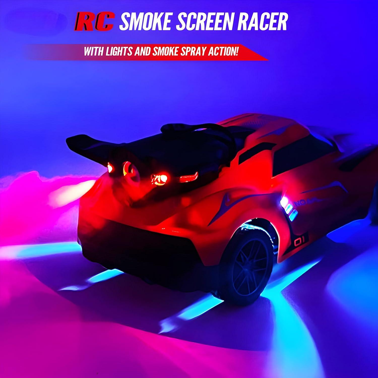 Remote Car with Mist Smoke Spray and Light Up RC Racing Car Toy Vehicle Remote Control Car for Kids - Multicolor