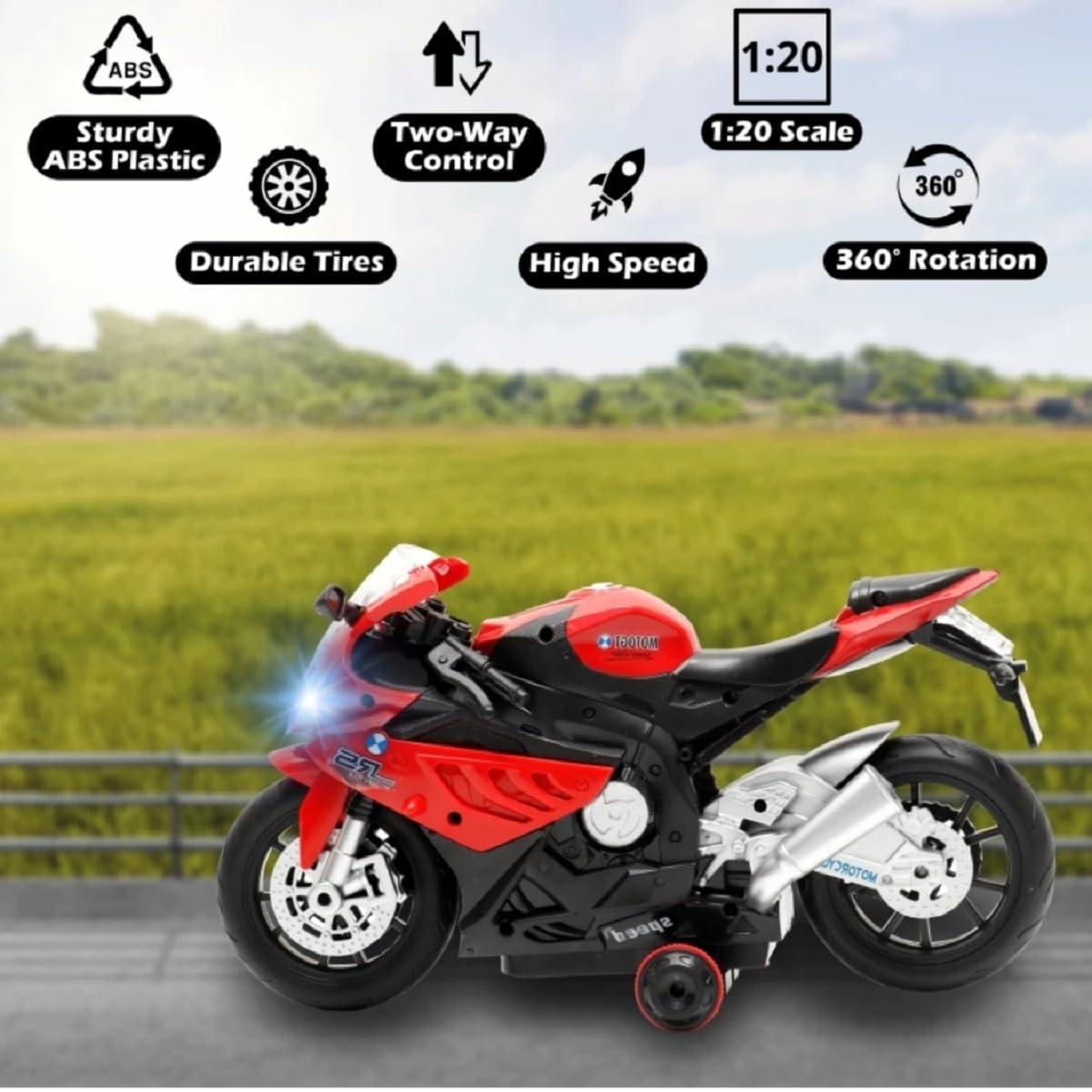 RC Remote Control Rechargeable Bike with Forward Movement and 360° Spinning Racing Motorbike Toy with Light & Sound