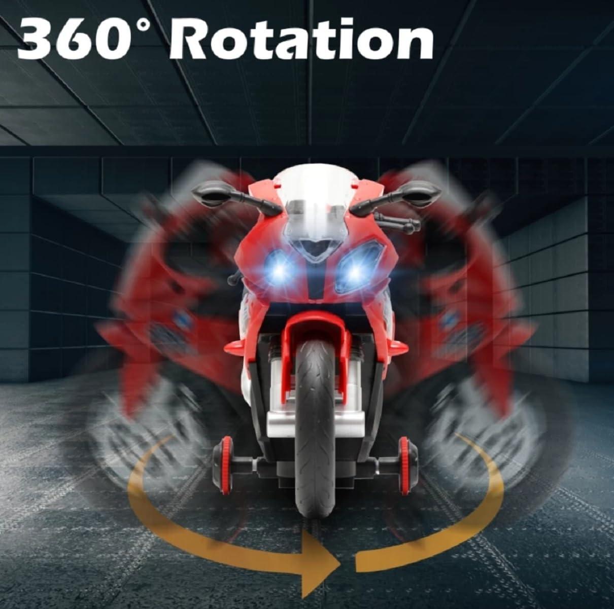 RC Remote Control Rechargeable Bike with Forward Movement and 360° Spinning Racing Motorbike Toy with Light & Sound