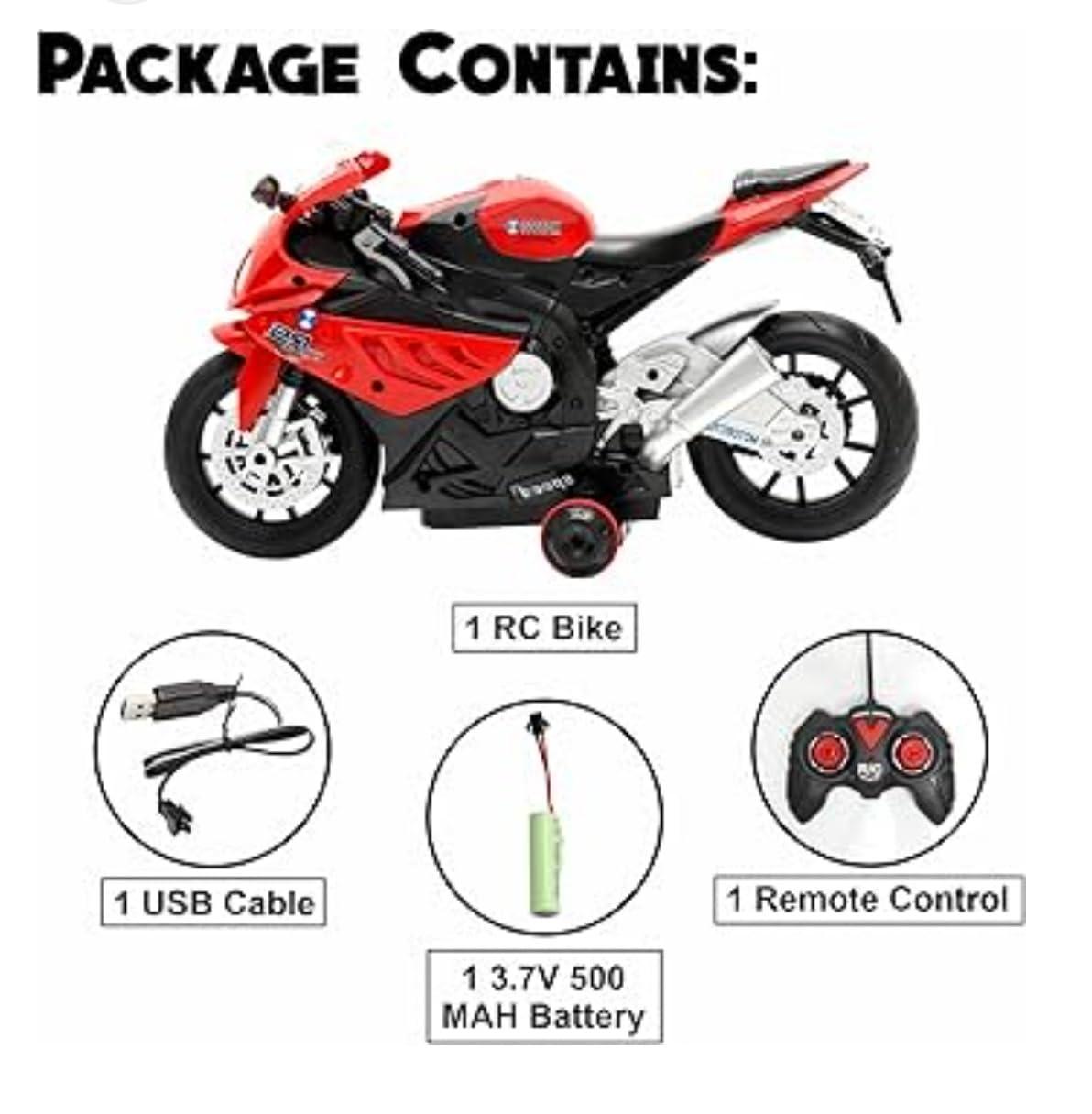 RC Remote Control Rechargeable Bike with Forward Movement and 360° Spinning Racing Motorbike Toy with Light & Sound