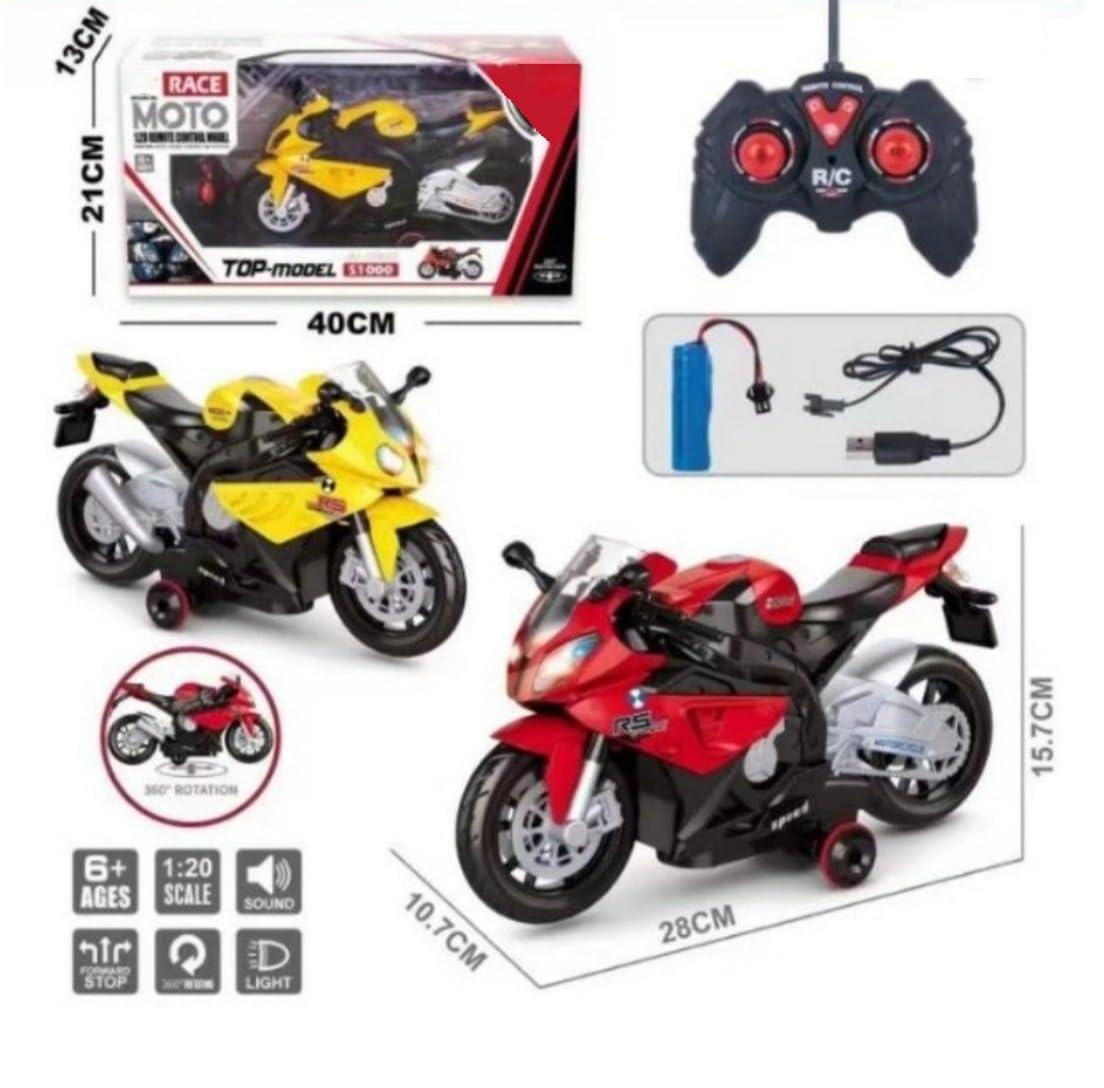 RC Remote Control Rechargeable Bike with Forward Movement and 360° Spinning Racing Motorbike Toy with Light & Sound