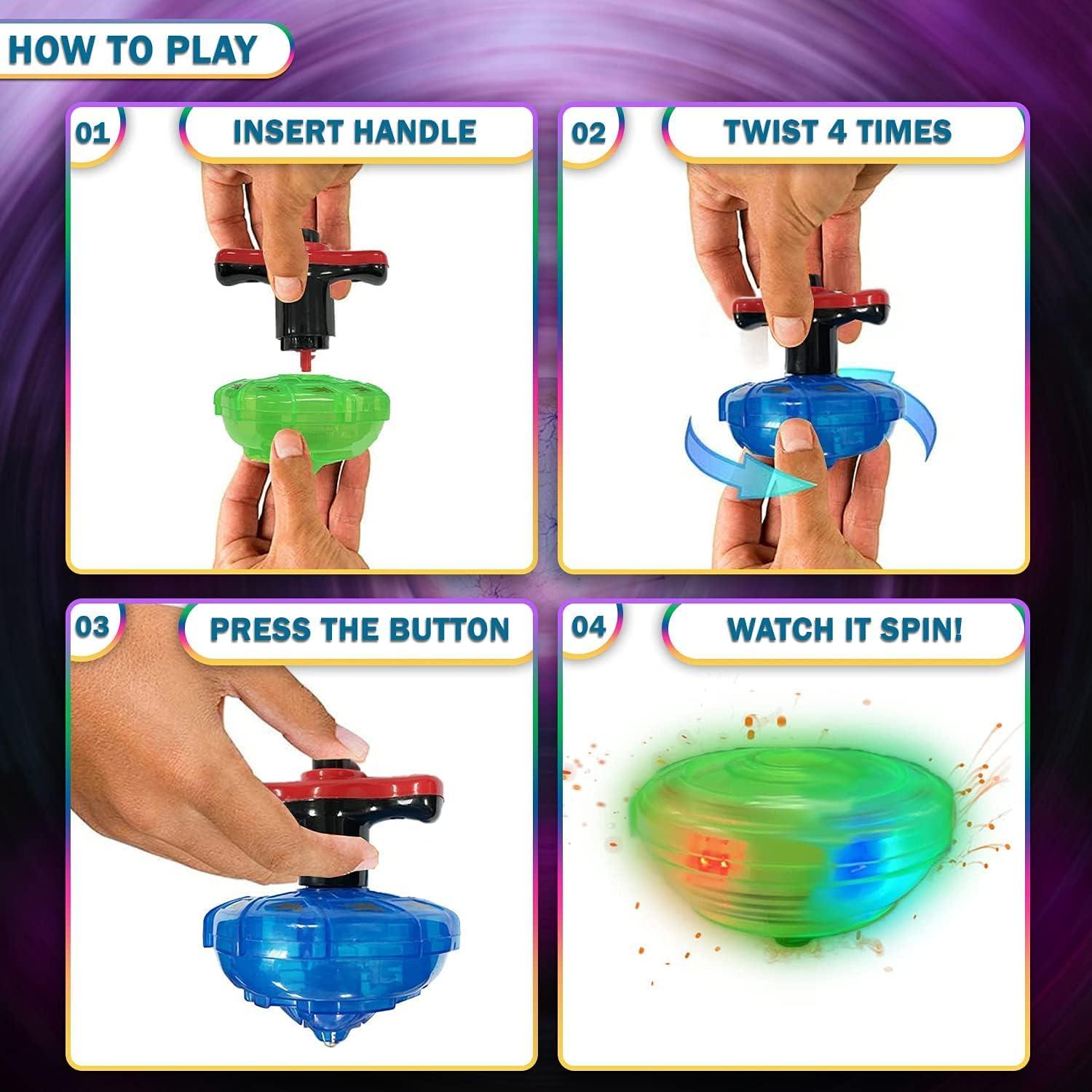 Lattoo Spinning Launcher Gyro Top with Flashing Led Light Beyblade (Color May Vary).